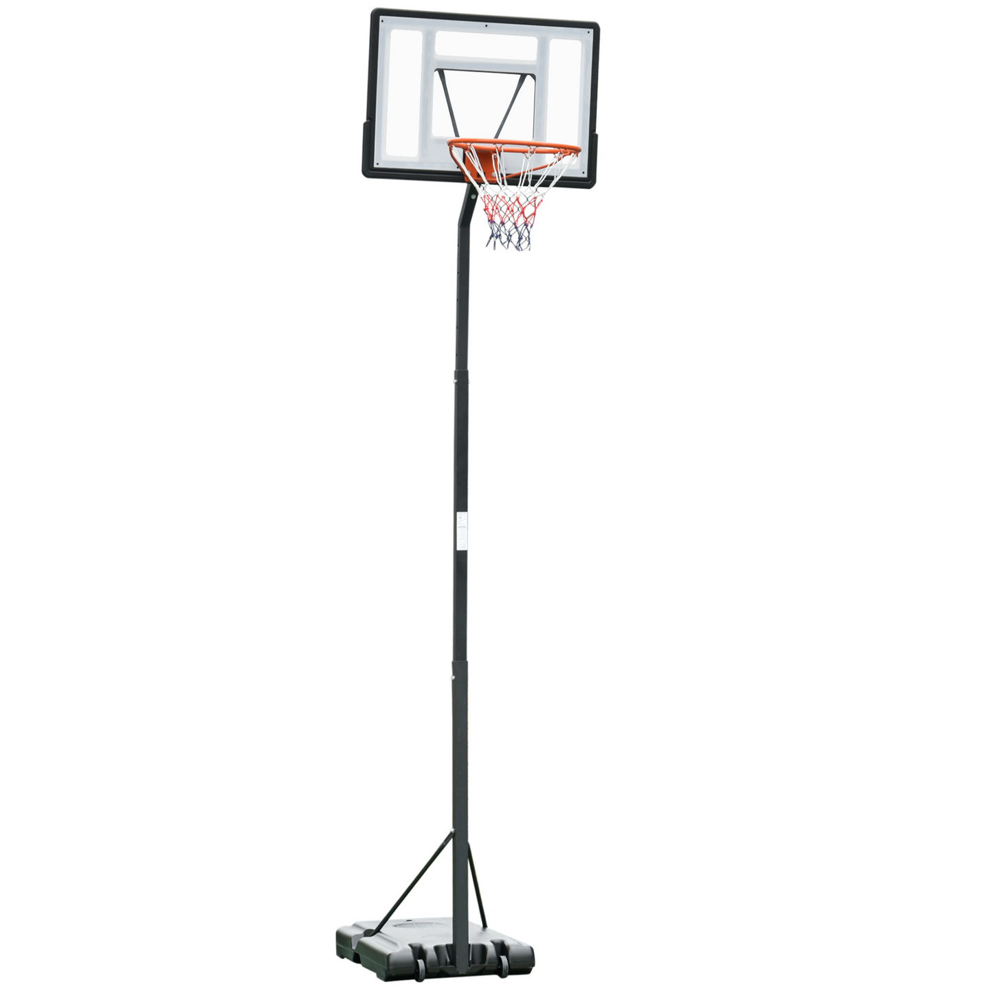 HOMCOM Basketball Hoop Freestanding 255-305cm Hoop Height Adjustable Stand with Backboard Wheels for Teens Adults Black