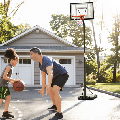 HOMCOM Basketball Hoop Freestanding 255-305cm Hoop Height Adjustable Stand with Backboard Wheels for Teens Adults Black