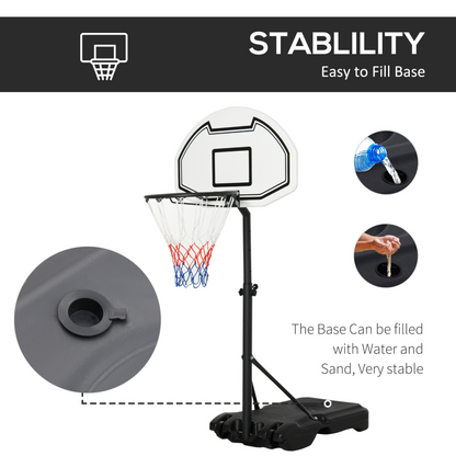 HOMCOM Basketball Stand 94-123cm Basket Height Adjustable Hoop For Kids Adults Suitable for Pool Side