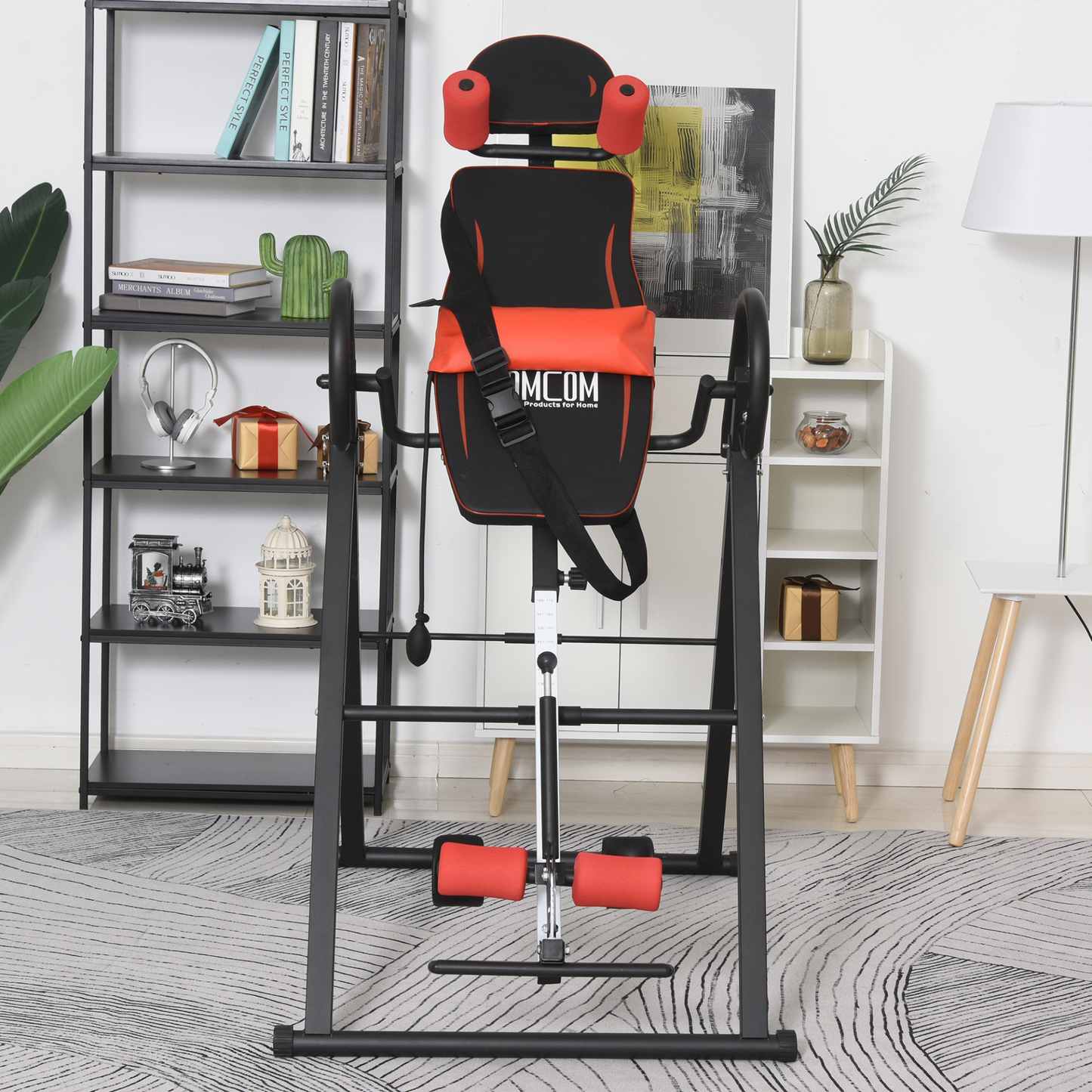 HOMCOM Gravity Inversion Table w/ Safety Belt Adjustable Hand Stand Home Back Stretcher Machine For Muscle Pain Relief