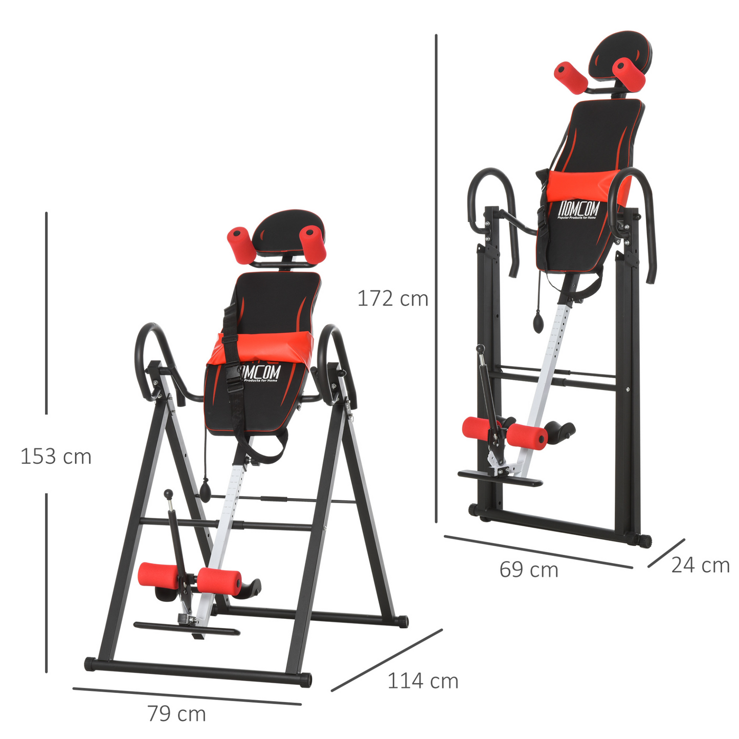 HOMCOM Gravity Inversion Table w/ Safety Belt Adjustable Hand Stand Home Back Stretcher Machine For Muscle Pain Relief