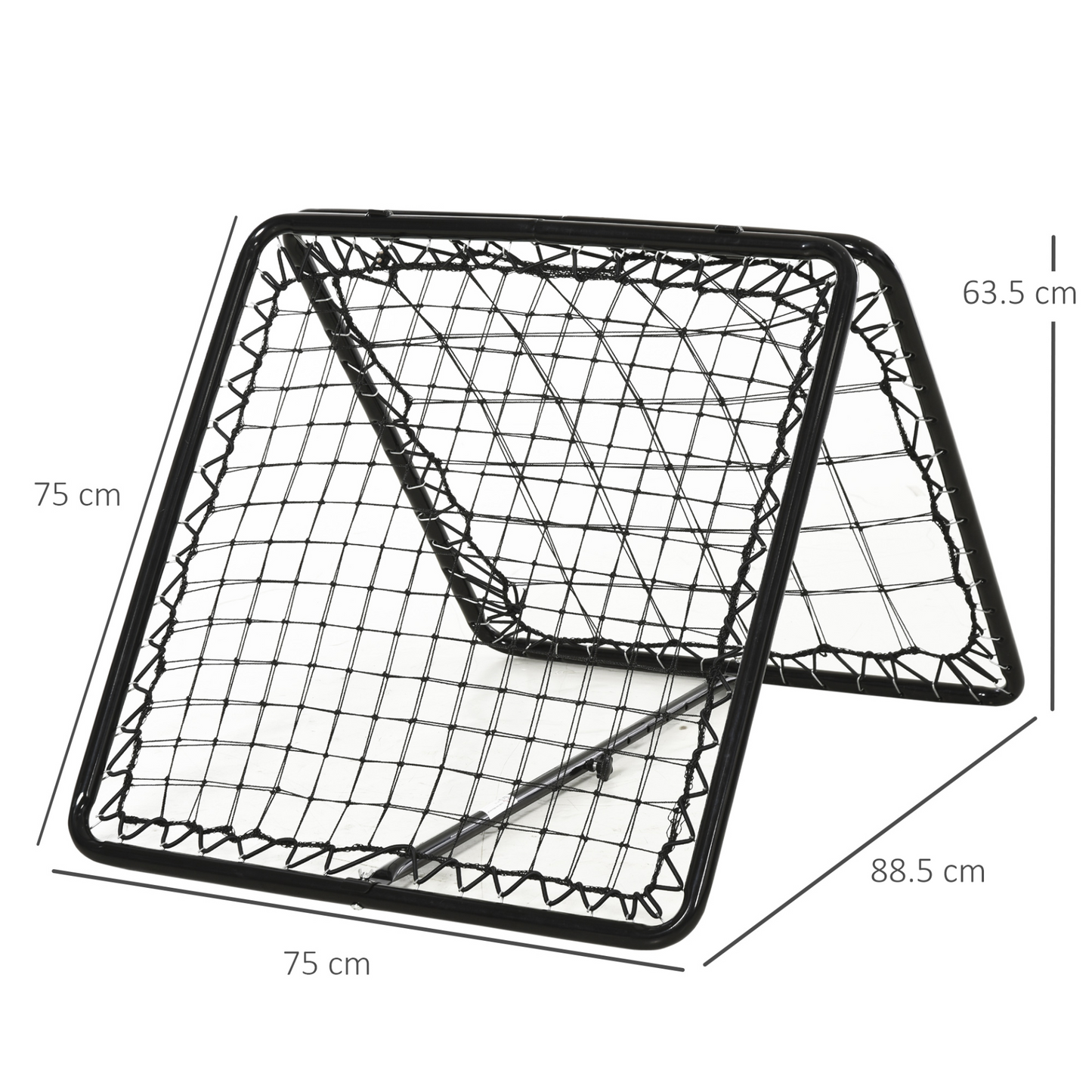 HOMCOM Angle Adjustable Double Sided Rebounder Net Training Aid Target Soccer Goal Kickback For Football, Baseball, Basketball - 75L x 75W cm