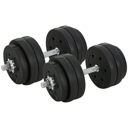 HOMCOM 30KG Adjustable Dumbbells Weight Set Dumbbell Hand Weight for Body Fitness Lifting Training for Home Office Gym Black