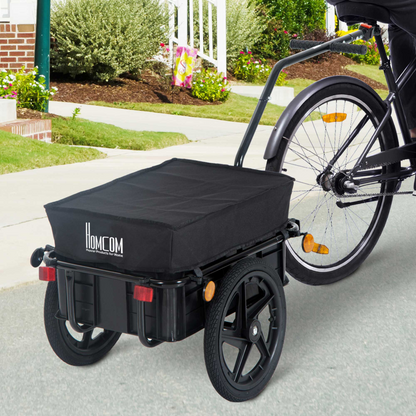 HOMCOM Bicycle Trailer Cargo Jogger Luggage Storage Stroller with Towing Bar - Black