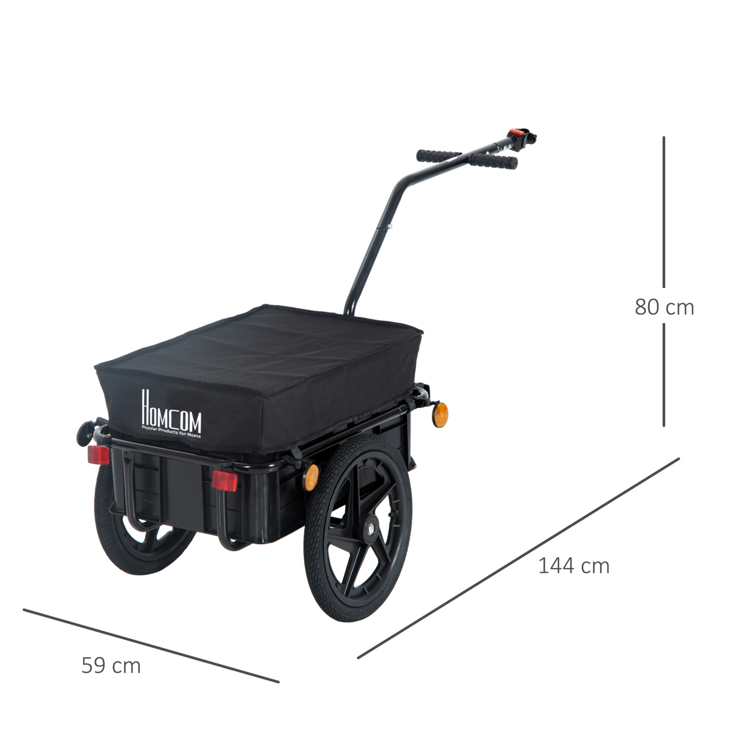 HOMCOM Bicycle Trailer Cargo Jogger Luggage Storage Stroller with Towing Bar - Black