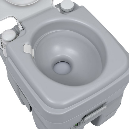 vidaXL Portable Camping Toilet Gray 5.3+2.6 gal