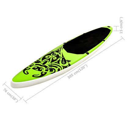 Inflatable Stand Up Paddleboard Set 120.1"x29.9"x5.9" Green. USA Only