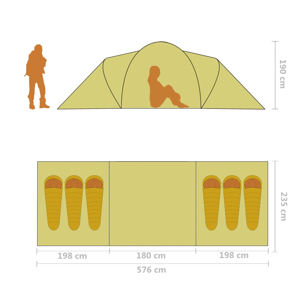 vidaXL Camping Tent 6 Persons Blue and Yellow