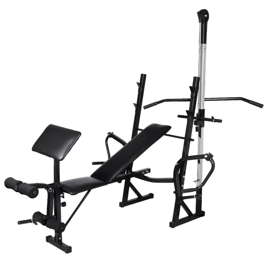 vidaXL Workout Bench with Weight Rack, Barbell and Dumbbell Set 30.5kg