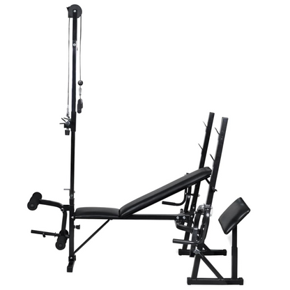 vidaXL Workout Bench with Weight Rack, Barbell and Dumbbell Set 30.5kg