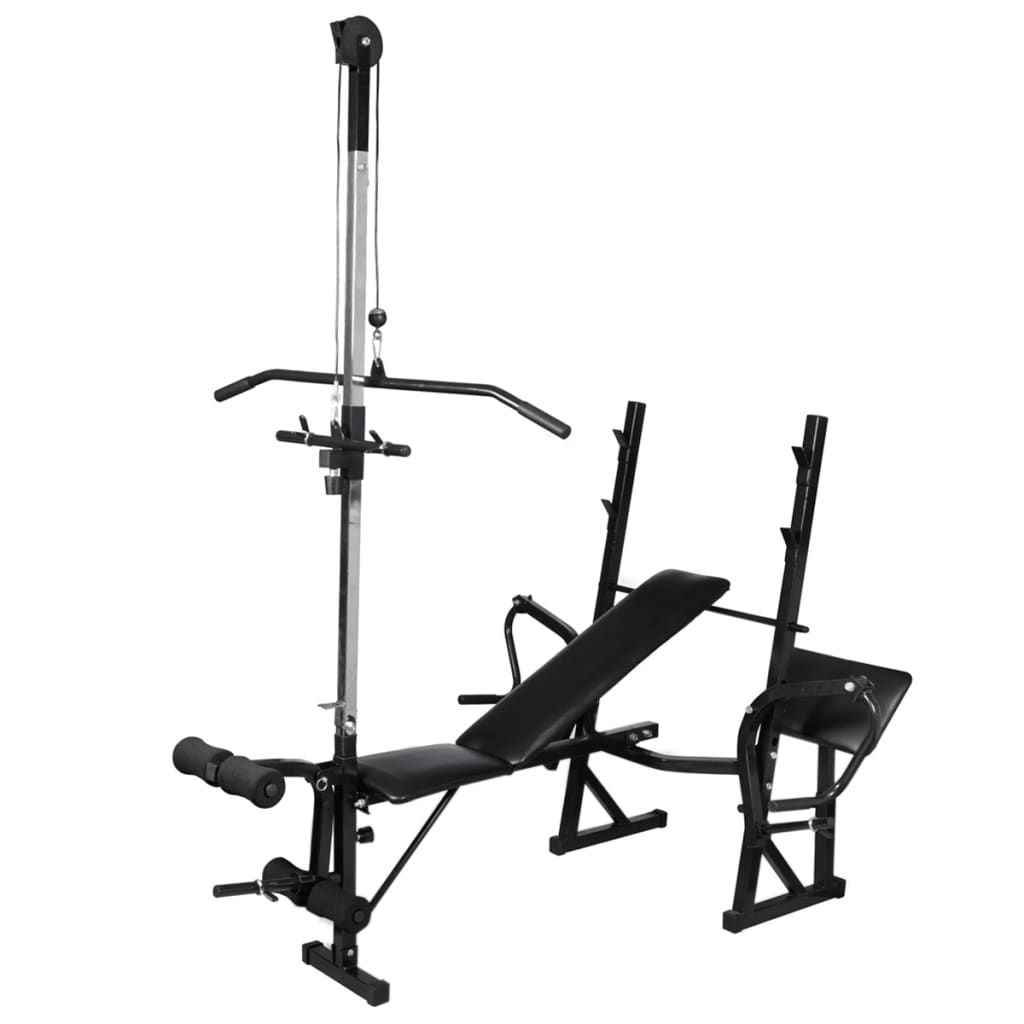 vidaXL Workout Bench with Weight Rack, Barbell and Dumbbell Set 30.5kg