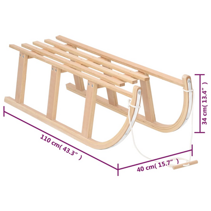 vidaXL Snow Sledge 110x40x34 cm Plywood