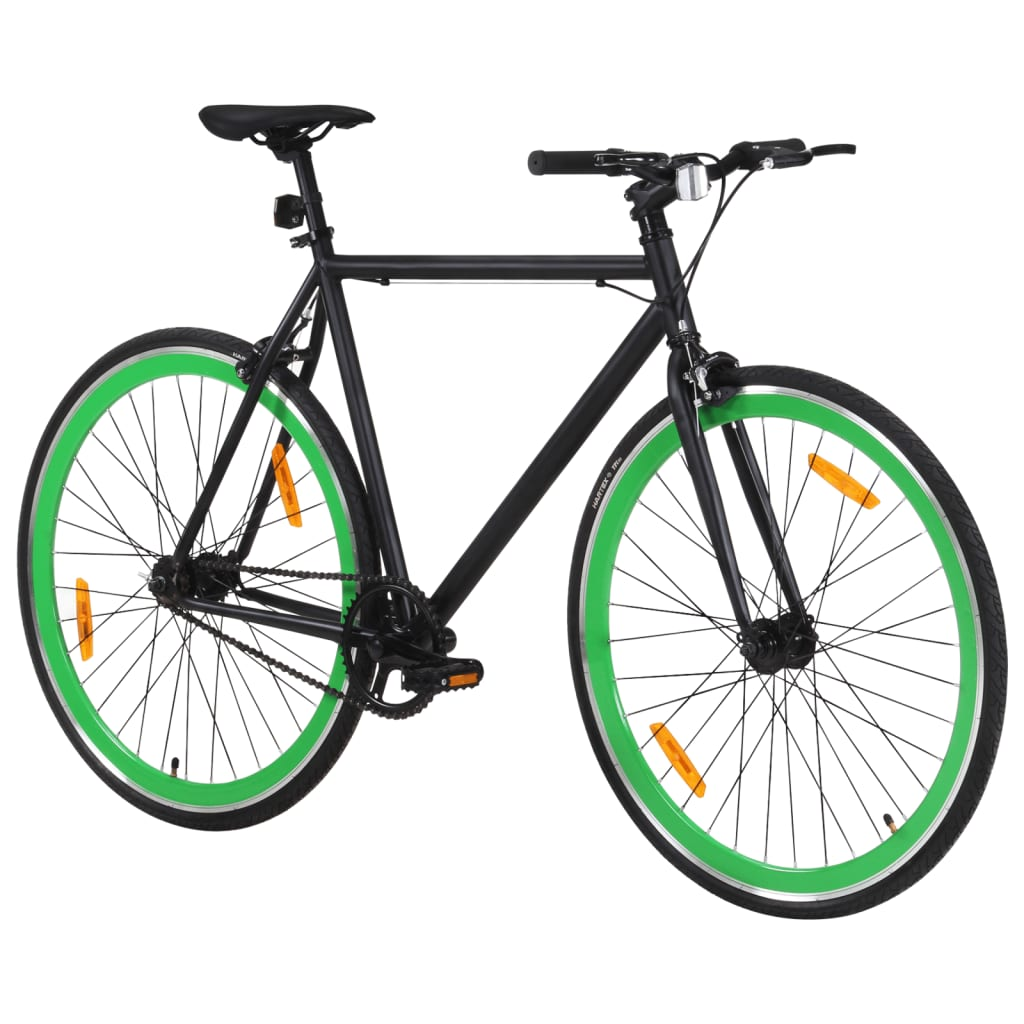 vidaXL Fixed Gear Bike Black and Green 700c 55 cm