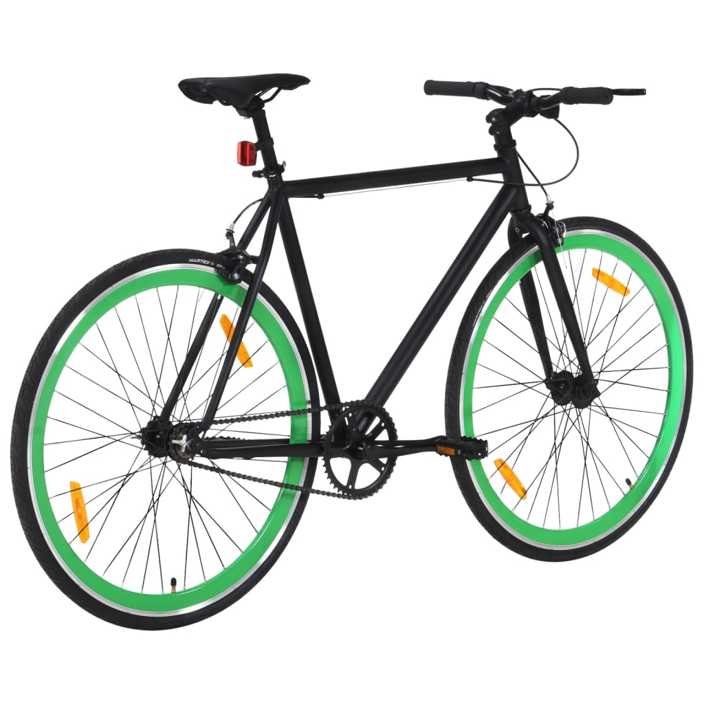 vidaXL Fixed Gear Bike Black and Green 700c 55 cm