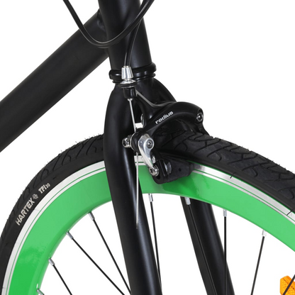 vidaXL Fixed Gear Bike Black and Green 700c 55 cm