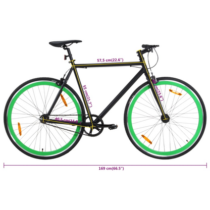 vidaXL Fixed Gear Bike Black and Green 700c 55 cm