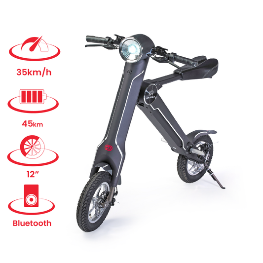 Cruzaa E-Scooter PRO Carbon Black – with Built-in Speakers & Bluetooth