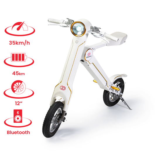 Cruzaa E-Scooter PRO Racing White - with Built-in Speakers & Bluetooth