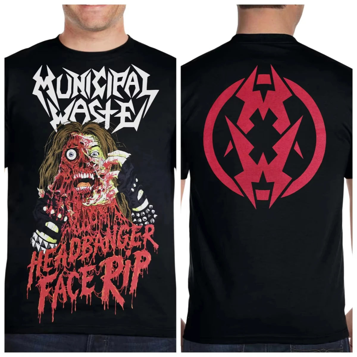 Headbanger Face Rip Printed Cotton T-Shirt