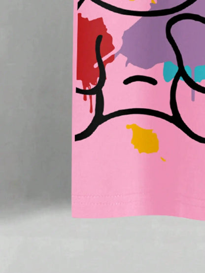 Minimalist Bear Print Men's Oversized T-Shirt