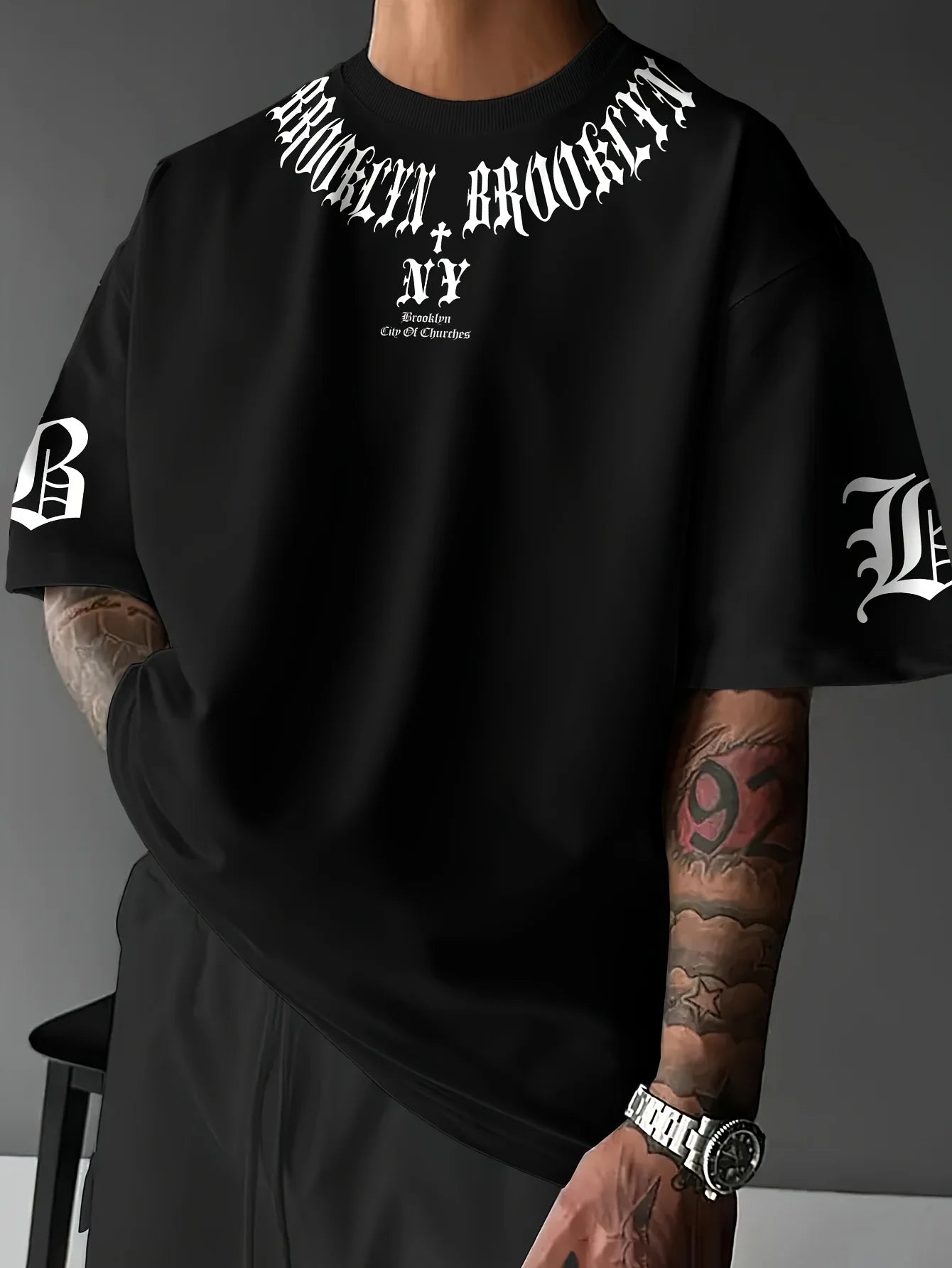 3D Letter Print Casual Men’s T-Shirt