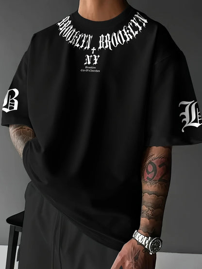 3D Letter Print Casual Men’s T-Shirt