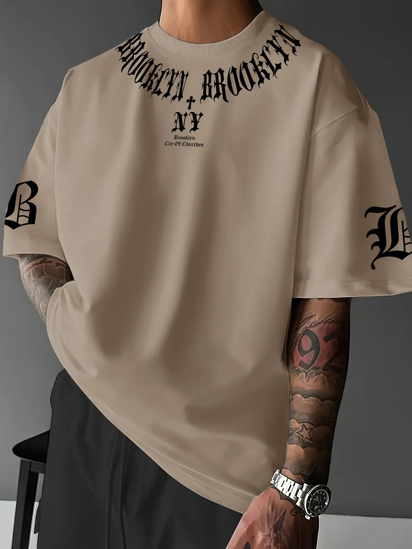 3D Letter Print Casual Men’s T-Shirt