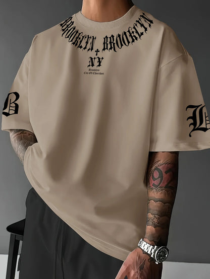 3D Letter Print Casual Men’s T-Shirt