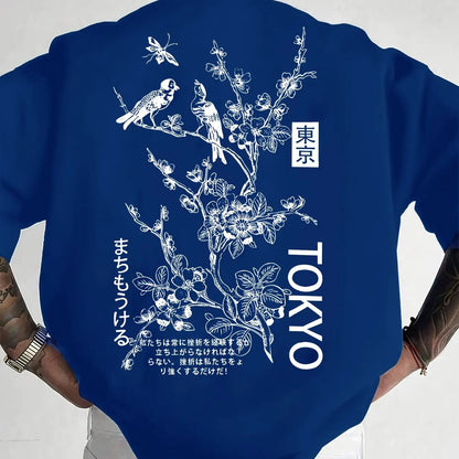 Tokyo Flower & Bird Print T-Shirt