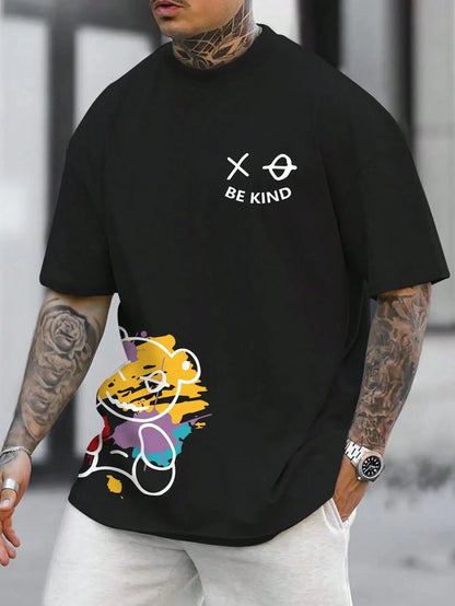 Minimalist Bear Print Men's Oversized T-Shirt