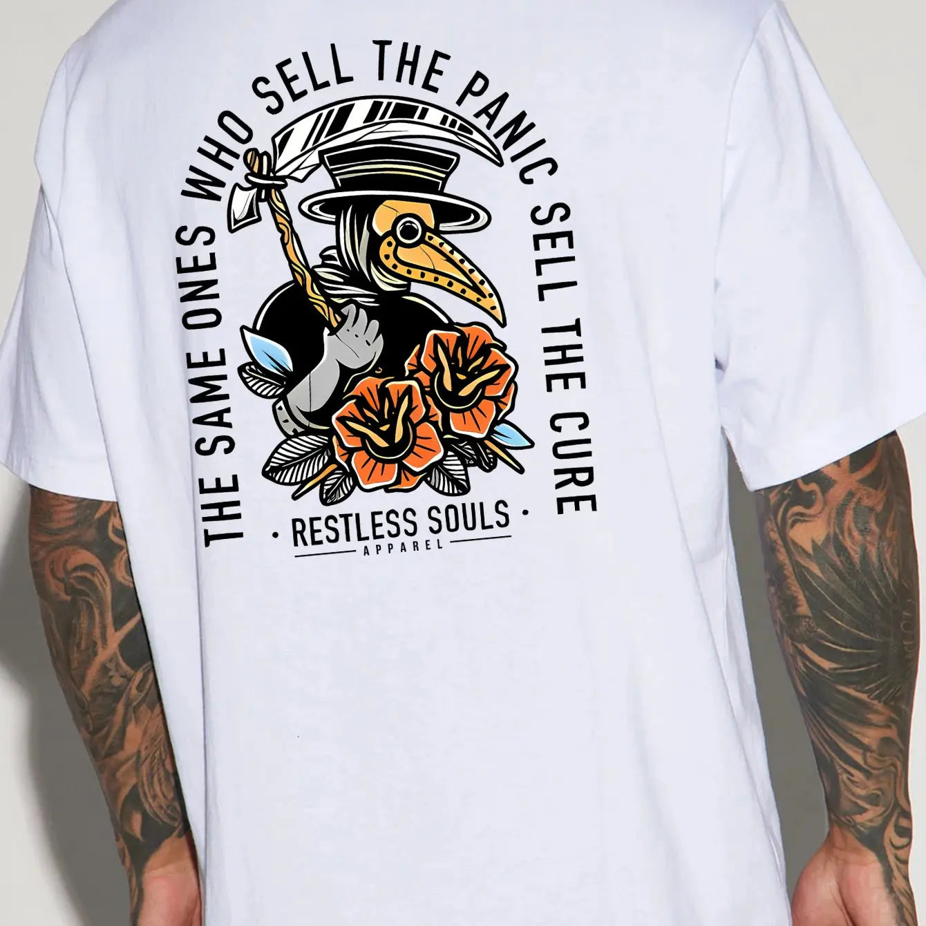 Round Neck Short Sleeve T-Shirt with Back Print