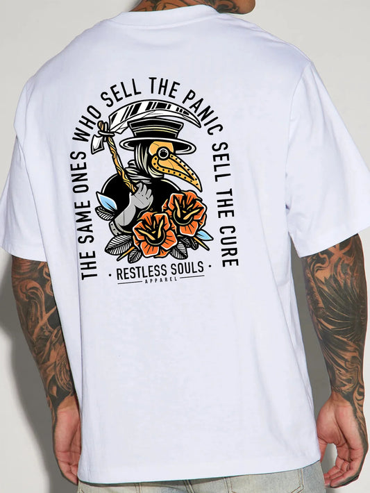 Round Neck Short Sleeve T-Shirt with Back Print