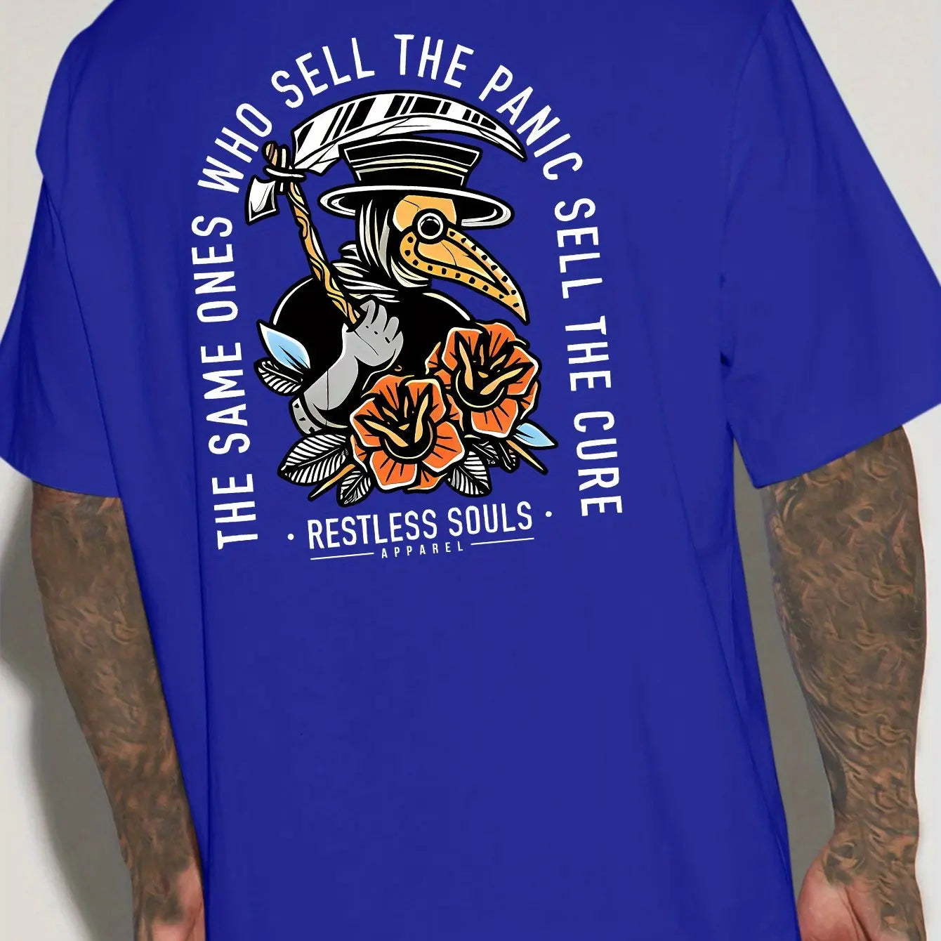 Round Neck Short Sleeve T-Shirt with Back Print