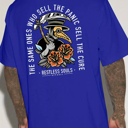 Round Neck Short Sleeve T-Shirt with Back Print