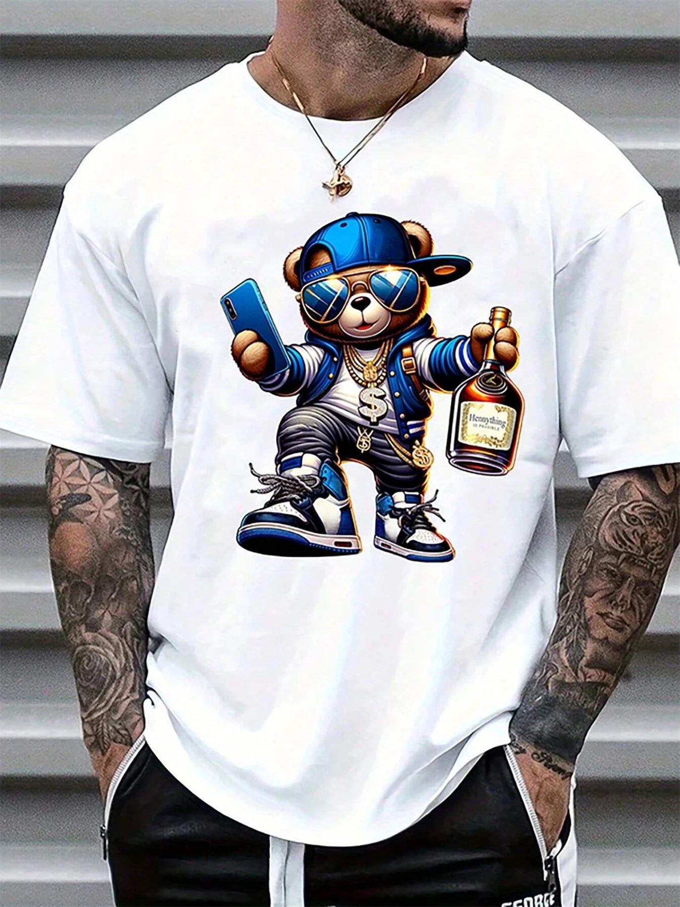 Cartoon Bear Printed T-Shirt