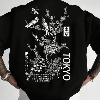 Tokyo Flower & Bird Print T-Shirt