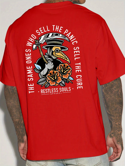 Round Neck Short Sleeve T-Shirt with Back Print