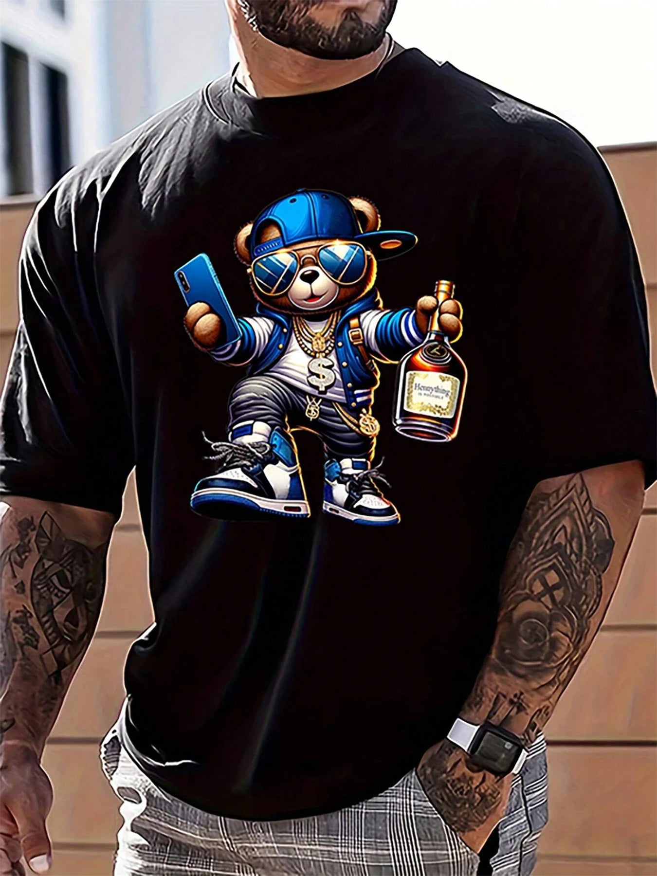 Cartoon Bear Printed T-Shirt