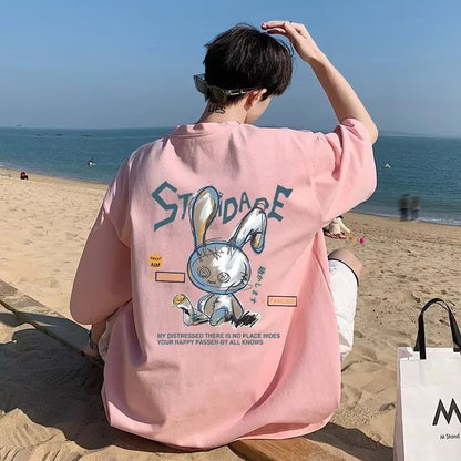 Graphic Tee with Rabbit Print