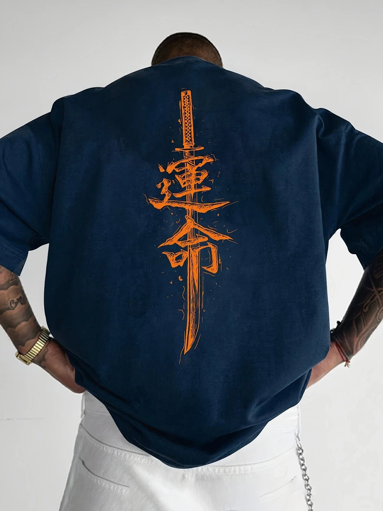 Men’s Cotton Samurai Sword Graphic T-Shirt