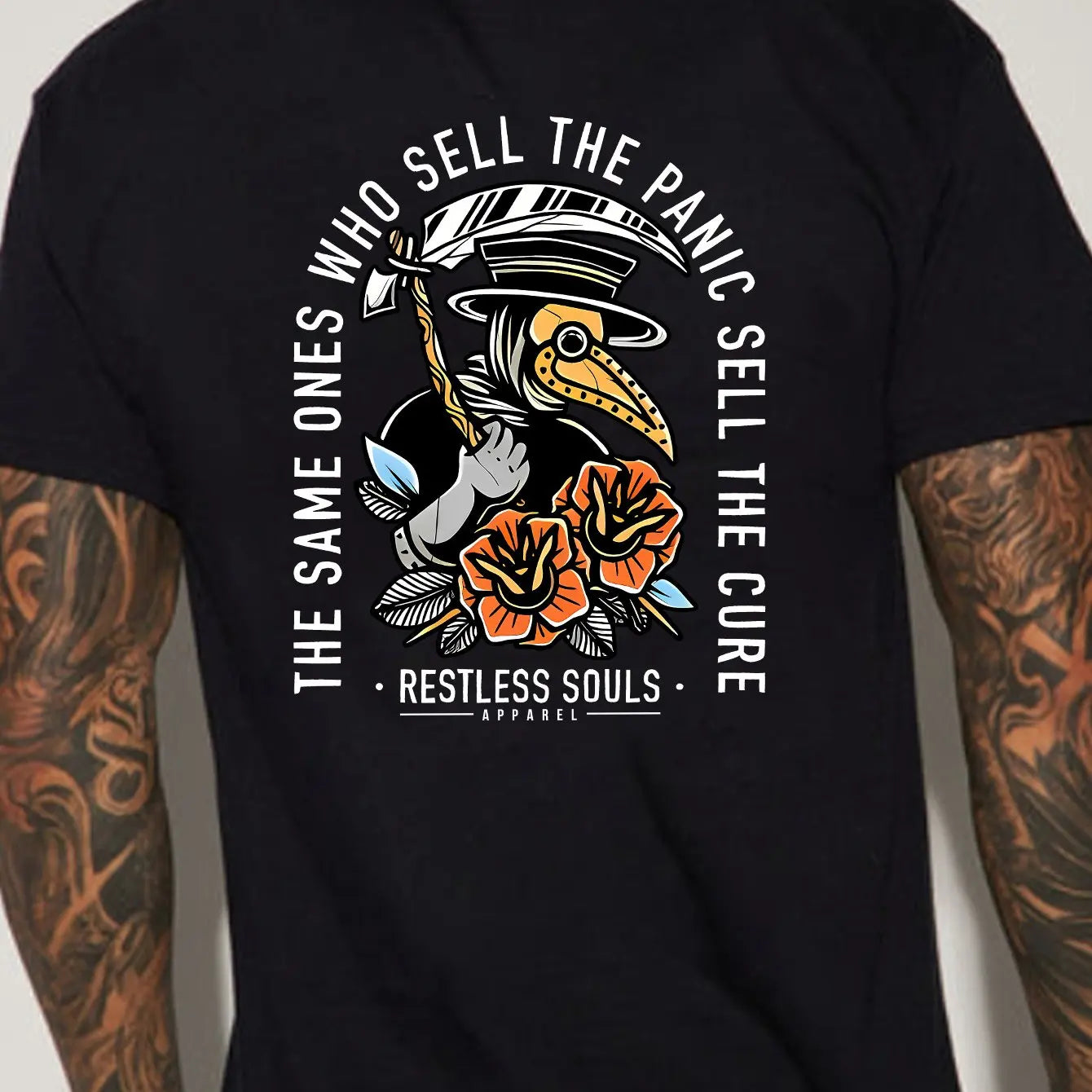 Round Neck Short Sleeve T-Shirt with Back Print