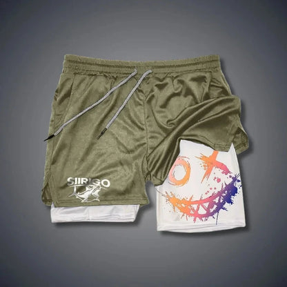 Men's Smiling Face Fitness Shorts – 2-in-1