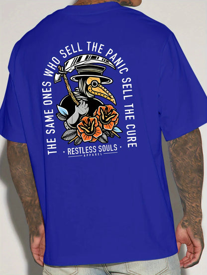 Round Neck Short Sleeve T-Shirt with Back Print