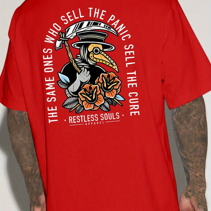 Round Neck Short Sleeve T-Shirt with Back Print