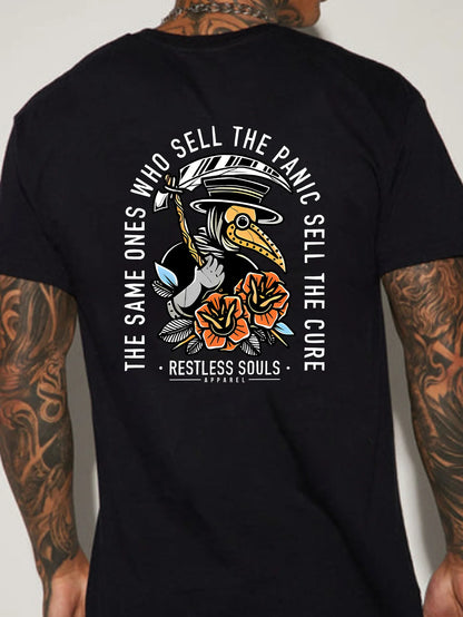 Round Neck Short Sleeve T-Shirt with Back Print