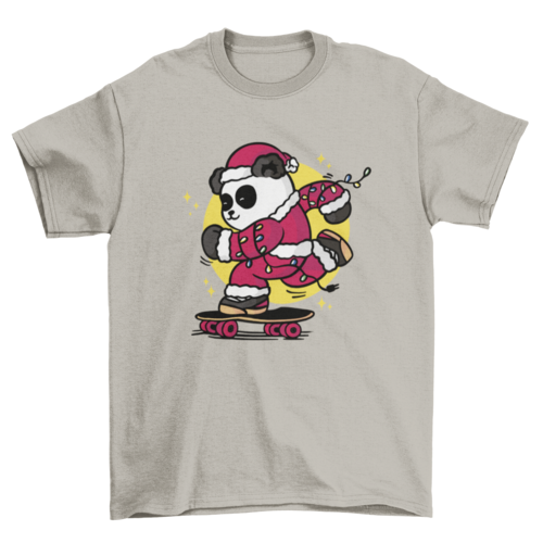 Skating santa panda t-shirt design