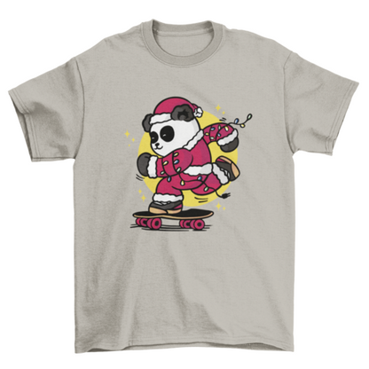 Skating santa panda t-shirt design