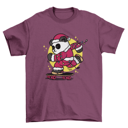 Skating santa panda t-shirt design