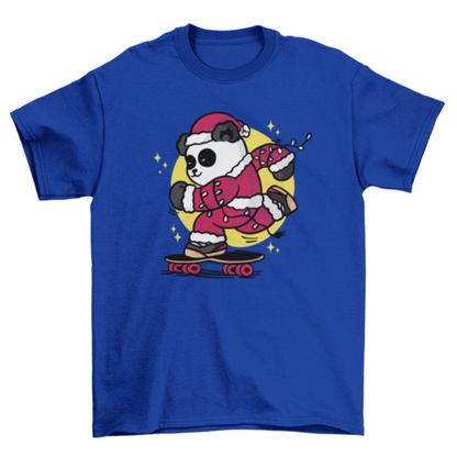 Skating santa panda t-shirt design