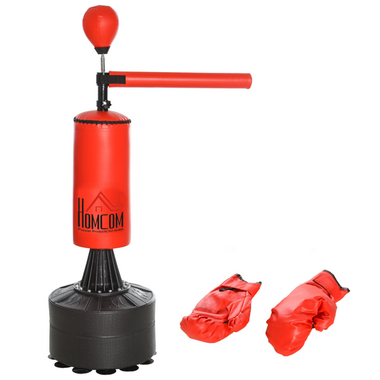 HOMCOM 3-IN-1 Freestanding Boxing Punch Bag Stand with Rotating Flexible Arm, Speed Ball, Waterable Base